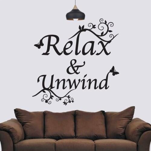 Relax & Unwind Art Stickers Wallpaper for Living Room Home Decor Vinyl Decals Bedroom Poster Murals Quotes YY27