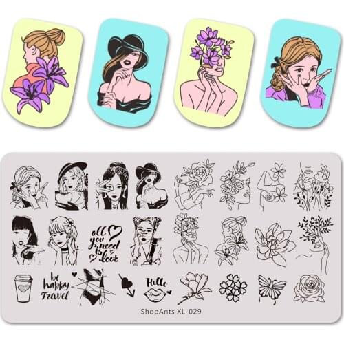 SHOPANTS 1Pcs Stainless Steel Nail Art Stamp Stamping Image Plate Beauty Women Flower Pattern Nail Template Manicure Stencil