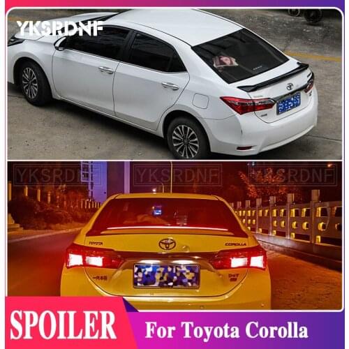 New Design Rear Wing Spoiler For Toyota For Corolla 2014 2015 2016 2017 2018 Flowing Brake Lamp Trunk ABS Plasti Spoiler Wing