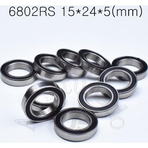 6802RS 15*24*5(mm) 10pieces free shipping bearing ABEC-5 6802 6802RS chrome steel rubber sealed bearing Thin wall bearings