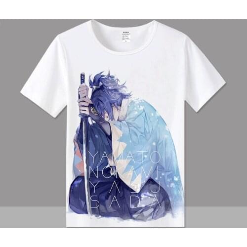 Touken Ranbu Online Cosplay T Shirt Gokotai Nakigitsune Cartoon Print Summer Short Sleeves T-Shirt Casual Top Tee tshirt Costume