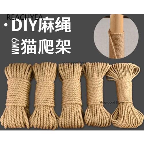 6mm Natural Jute Rope 1m10m 20m 30m 50m Twine Rope Hemp Twisted Cord Macrame String DIY Craft Handmade Decoration Pet Scratching