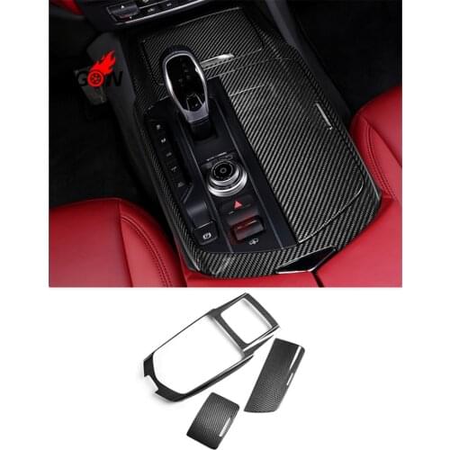 Dry Carbon Fiber Interior Cup Holder Key Area Console Panel Cover For Maserati Levante 2017 2018 2019 2020