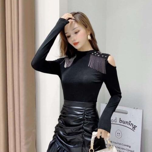 Women 2021 Spring Autumn Fashion Elegant O Neck Blouse Sexy Ladies Solid Hollow Out Tops Long Sleeve Slim Fit Shirt Blusas A364