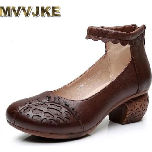 MVVJKE Fashion High Heels Newest Women Pumps Summer Women Shoes Thick Heel Pumps Comfortable Shoes