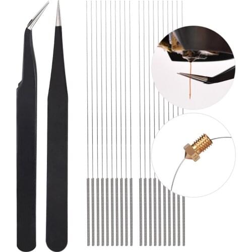 1set 3D Printer Parts Nozzle cleaner Bendable Drill Bit for Cleaning 0.4mm of V6 j-head Hotend Nozzle for Ender 3 CR10 Extrusion