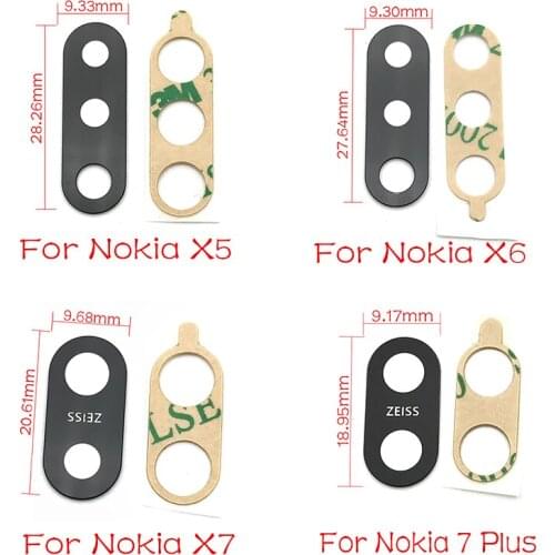 2pcs/lot, For Nokia 5 6 8 7 Plus X5 X6 X7 Camera Glass Rear Back Camera Lens Glass + Sticker