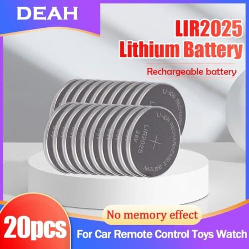 20PCS LIR2025 LIR 2025 3.6V Lithium Rechargeable Battery For Remote Key Computer Watch Thermometers Button Cell CR2025 ML2025