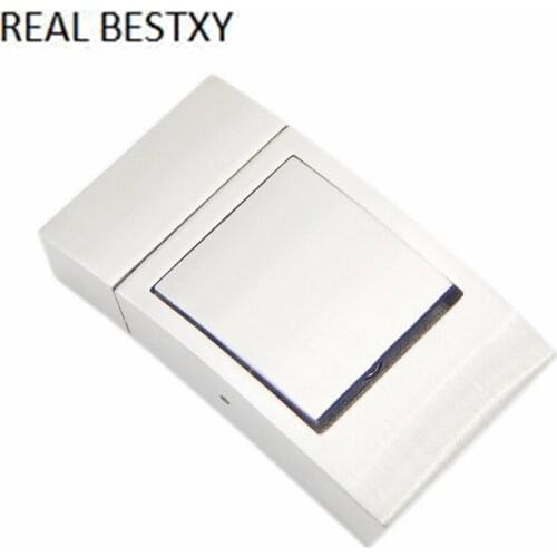 20pcs/lot hole size 18.5*4mm Custom logo STAINLESS STEEL Clasps Leather Bracelets Buckle DIY Jewelry Findings CLASPS PRESS OPEN