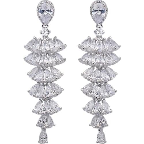 2017 New Leisure Fashion Shiny Zircon Grape Fringed Bride Dress Style Temperament Earrings Christmas Gift GLE6109