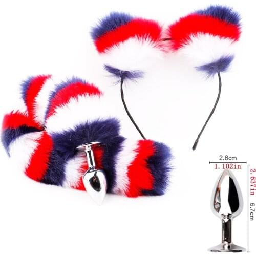 Butt Plug Fox Tail Anal Sex Toys Fox Tail Adult Products Sex Toy Kit For Couples Women Cute Bow-Knot Soft Cat Ears Headbands