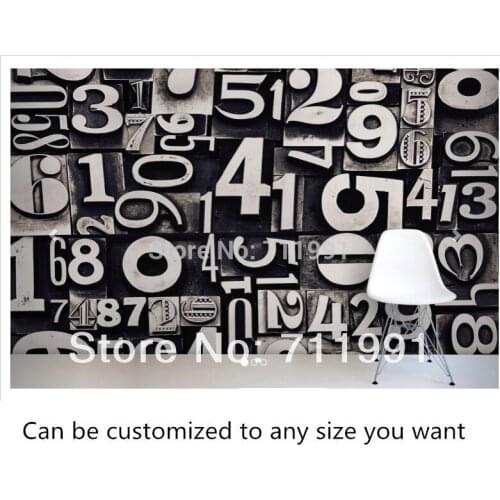 Free shipping custom Black and White Letterblock Mural