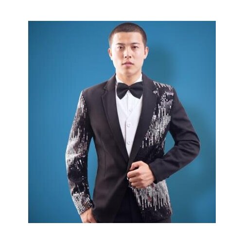 Sequins formal dress latest coat pant designs suit men blazer masculino slim fit dance marriage wedding suits for mens black