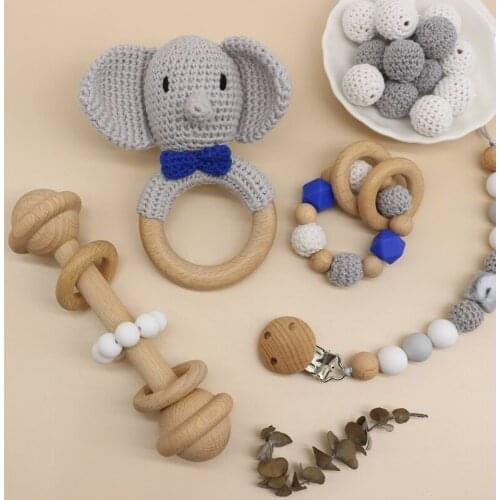 Baby Pacifier Clip Teething Bracelet Crochet Soother Infants Rattle Teether Toy Newborn Dummy Chain Holder Shower Gifts