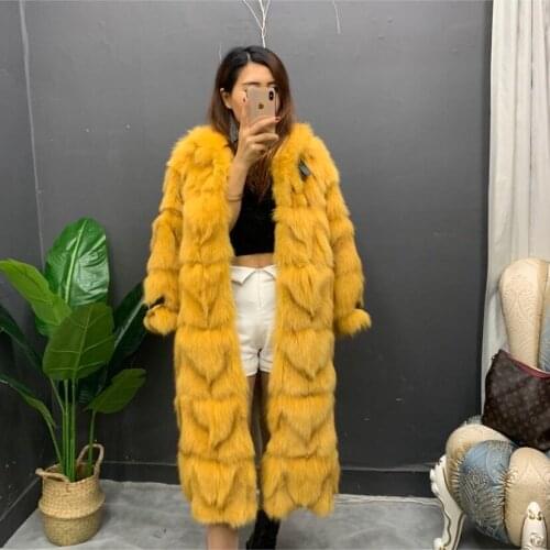 JMLD FUR 2020 New Fashion Long Natural Real Fox Fur Coat Winter Jacket Women Outerwear Streetwear Thick Warm Korea Loose