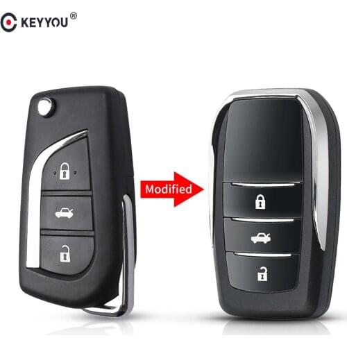 KEYYOU 3 Buttons Modified Filp Car Key Shell For Toyota Levin Camry Reiz Highlander Corolla VIOS Remote Key Case