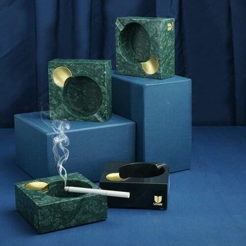 Classic luxury marble square living room organize storage ashtray