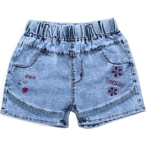 2-11T Summer Children Kids Little Girls Denim Shorts Girls' Summer Embroidered Denim Shorts