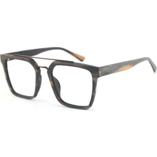 Evove Acetate Eyeglasses Men Women Square Wooden Grain Glasses Frame Man Vintage Nerd Oversized Spectacles for Optic