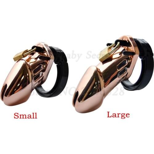 Rose Gold Male Chastity Device With 5 Size Penis Rings,Cock Cage,Chastity Belt,Cock Rings,Penis Lock, Adult Sex toys For Men