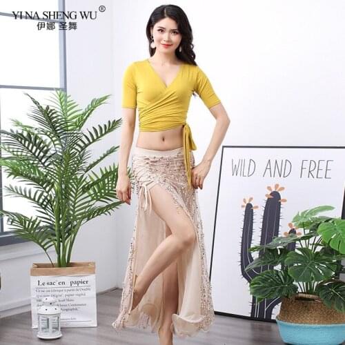 Belly Dancing Set Belly Dance Sequins Practice Clothes Suits Oriental Dance Beginners Practice Tassels Waistband Hip Scarf Set