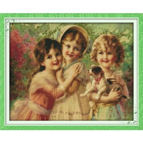 Three little angels cross stitch kit people 18ct 14ct 11ct count print canvas stitches embroidery DIY handmade needlework