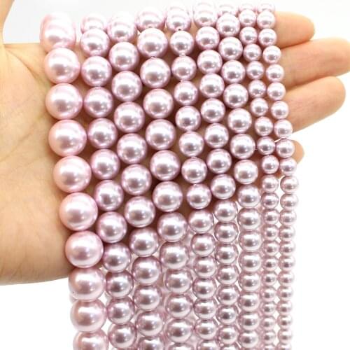 Oameusa Natural Round Light Purple Shell Beads Loose Beads For Jewelry Making Spacer Beads Accessories Diy Make