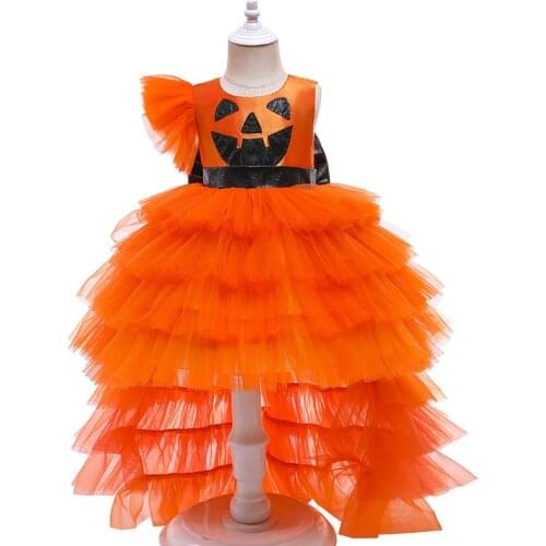 2021 New Christmas and Halloween costumes cosplay pumpkin smiley rock dress girls carnival night net yarn princess dress