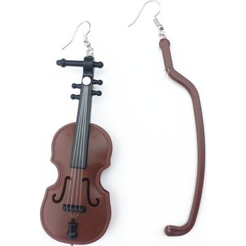 New Arrival Funny DIY Handmade Irregular Violin Drop Earrings Women Retro Musical Instrument Dangle Earrings Vintage Brincos