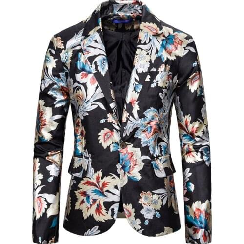 New style Fashion Male Suit Jacket Casual Business Flower Pattern Luxury Stylish Blazers coats Men Party Wedding Dress Jacket