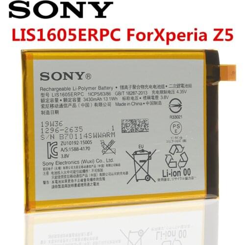 Original Sony LIS1605ERPC Battery For SONY Xperia Z5 Premium Z5P Dual E6883 E6853 3430mAh