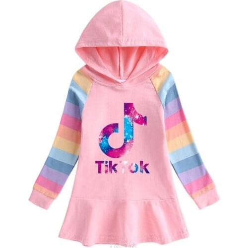 Autumn Girls Kids Tik Tok Dress Hoodies Christmas Long Sleeve Skirt Costume Party Sweatshirts Birthday Children Clothing