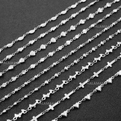 Love Heart Women Chain Stainless Steel Love Heart Link Chain Necklace For Girl And Lady Fashion Jewelry Accessories