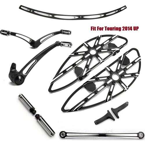 Aluminum front Black floorboards deep cnc cut Brake shifter levers Shifter linkage rod Windshield trim For harley 2014-2020 FLH