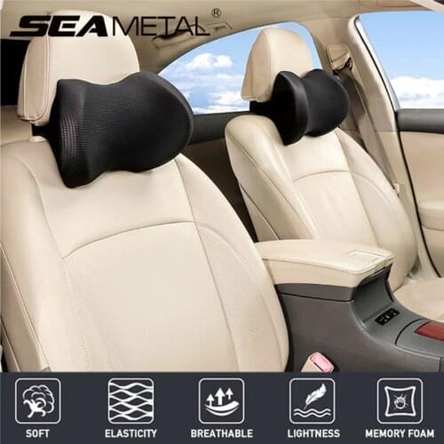 Ice Silk Car Headrest Neck Pillow Neck Support Memory Cotton Auto Neck Rest Headrest Cushion Pillow Car Interior Accessories