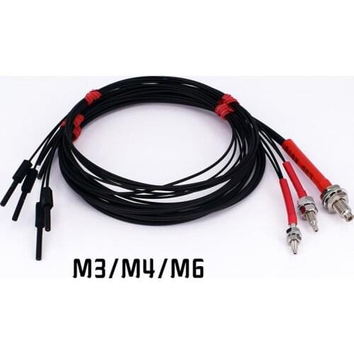 On Sale 2PCS M3 M4 M6 diffuse reflection fiber optic sensor probe 1M 2M Length Fiber Amplifier Sensor