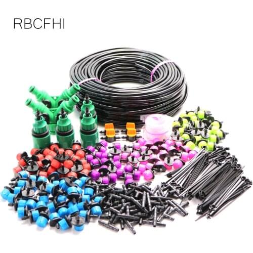 RBCFHl 50M Garden Drip Irriation System Watering Kits w/ 1/4'' Hose Misting Sprinkler Dripper Atomizer Greenhouses Pot grows