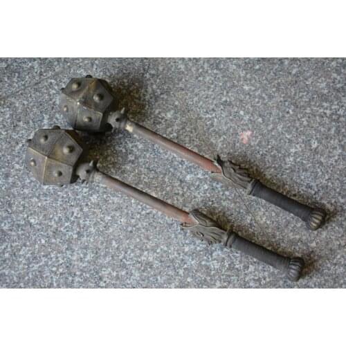 Collectable Qing Dynastys weapon, Eighteen weapons of dragon head copper hammer, free shipping