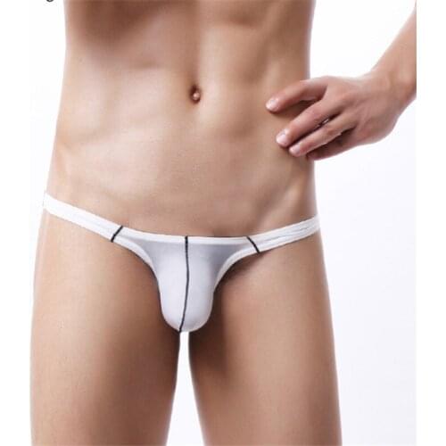 Sexy Gay Underwear Men Briefs Shorts Semi Transparent Ice Silk Low Rise U Convex Pouch Panties Cueca Calzoncillo Plus Size L-4XL