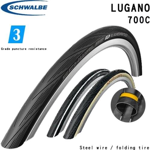 Schwalbe bicycle tire LUGANO entry level road bicycle 700 * 25 28c stab proof folding steel outer tire