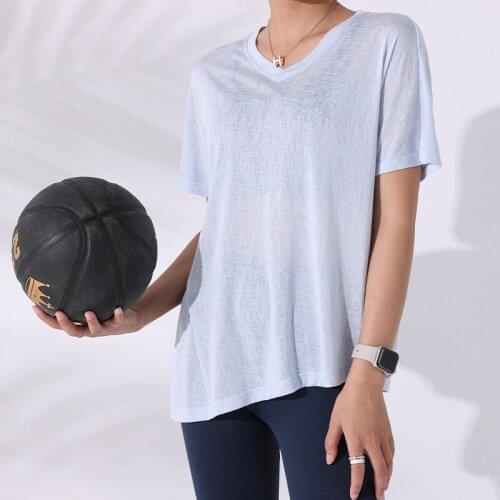 Sport Yoga Shirt Loose Crop Top Women Quick Dry Sexy Transparent Short Sleeve T-shirt Sports Gym Clothing Blouse Tee Shirt Femme