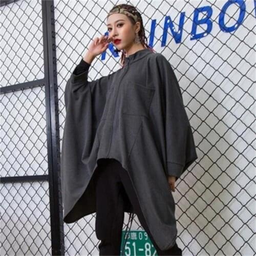 Loose bat sleeve jacket sweater fat dress medium-length personalized skirt