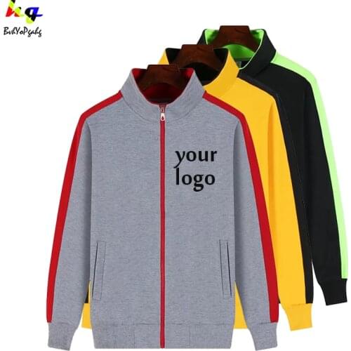 Design/DIY logo zipper sweater custom logo men and women thin one-bar long-sleeved jacket