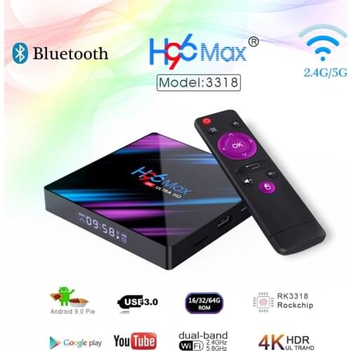 H96 MAX 9.0 Android Smart TV Box 4GB + 64GB Wireless IPTV Box 4K USB Set Top Box WiFi 5G For Netflix Youtube Google Play