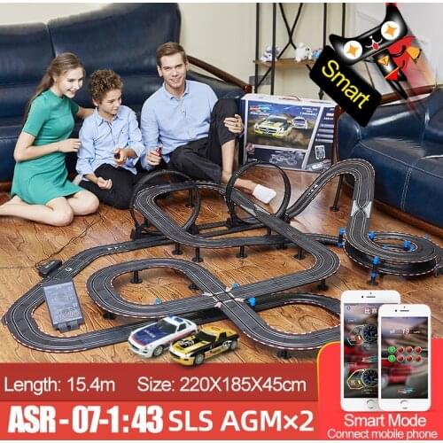 1:43 Smart Electric Double Remote Control Car Racing Track Toy Autorama Professional Circuit Voiture Electric Railway Slot Car