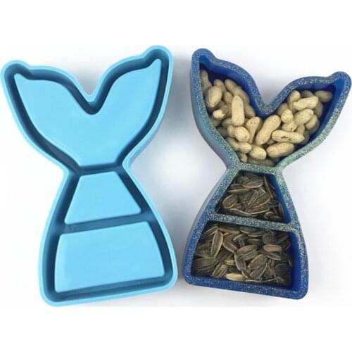 Fish Tail Storage Box Epoxy Resin Mold Table Snack Organizer Case Silicone Mould DIY Crafts Soap Candle Handicrafts Tool
