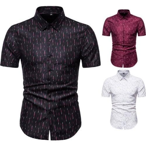 YS090 Summer Clothing Large Size Short-Sleeved Shirt Printed Mens European Size Short Sleeve Men Shirts