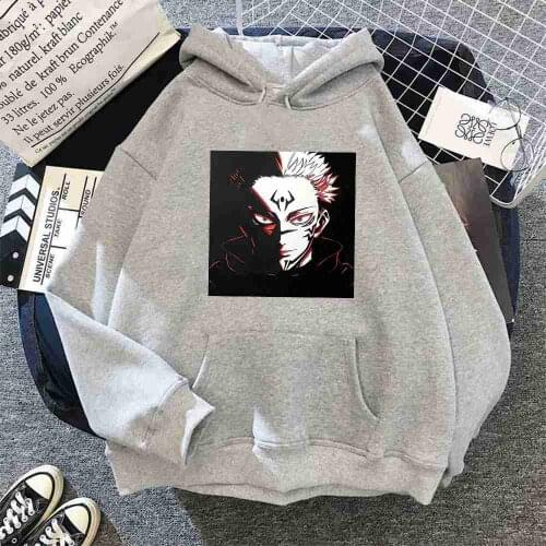 SUNOWE Jujutsu Kaisen Itadori Yuji Womens Raglan Hoodies 2021 Japanese Style Harajuku Streetwear Kawaii Cartoon Tops Clothes