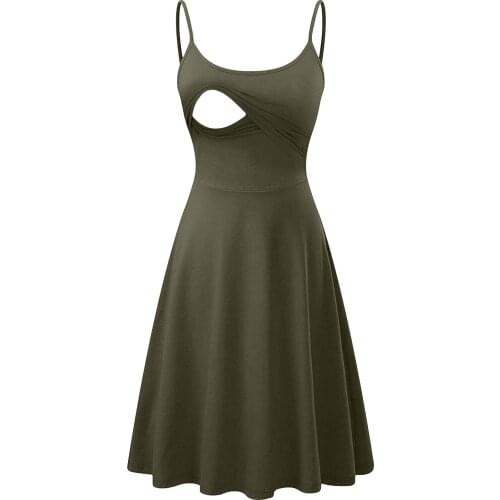 2020 попular Pure Color Solid Sling Breast-Feeding Dress Womens Dress Soft And Comfortable Cotton Spot Vestidos Pregnancy Dress
