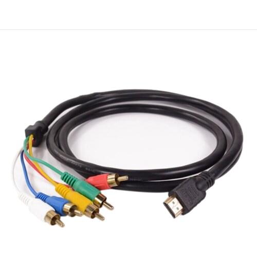 1pc HDMI-Compatiable Male To 5 RCA Cable of HDMI-Compatiable Male To 5 RCA Male RGB Audio Video AV Adapter Cable Cord Wire